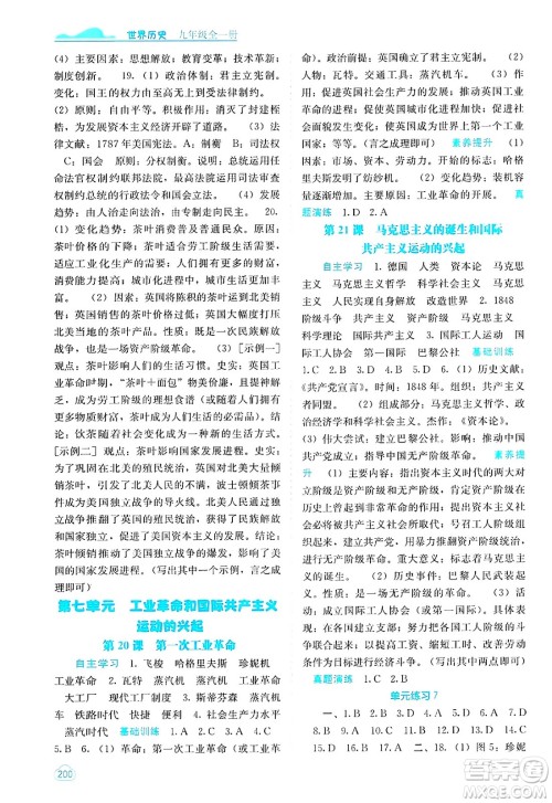 广西教育出版社2025年春自主学习能力测评九年级历史下册通用版答案 广西教育出版社2025年春自主学习能力测评九年级历史下册通用版答案