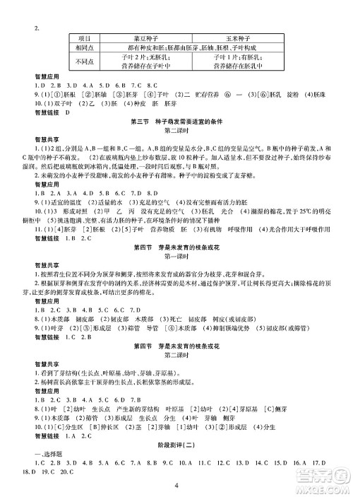 明天出版社2025年春智慧学习导学练七年级生物下册人教版答案 明天出版社2025年春智慧学习导学练七年级生物下册人教版答案