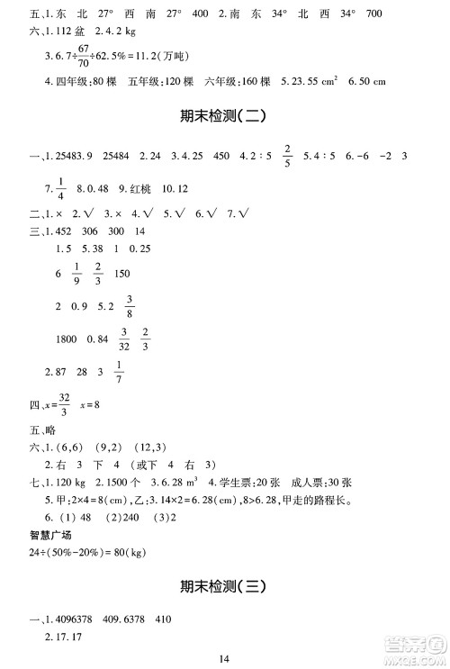 明天出版社2025年春智慧学习导学练六年级数学下册人教版答案