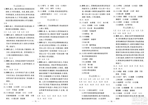 青海人民出版社2025年春新坐标同步练习七年级生物下册人教版青海专版答案