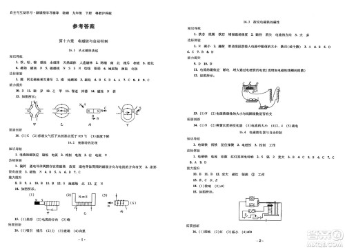 广西师范大学出版社2025年春自主与互动学习新课程学习辅导九年级物理下册沪粤版答案