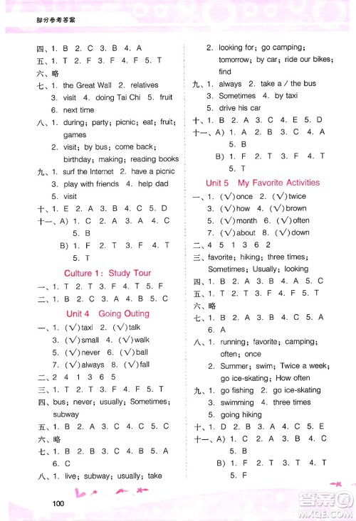 广西师范大学出版社2025年春自主与互动学习新课程学习辅导五年级英语下册粤人版答案