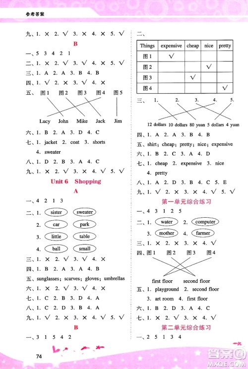 广西师范大学出版社2025年春自主与互动学习新课程学习辅导四年级英语下册人教PEP版答案