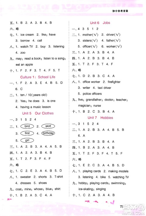 广西师范大学出版社2025年春自主与互动学习新课程学习辅导四年级英语下册粤人版答案