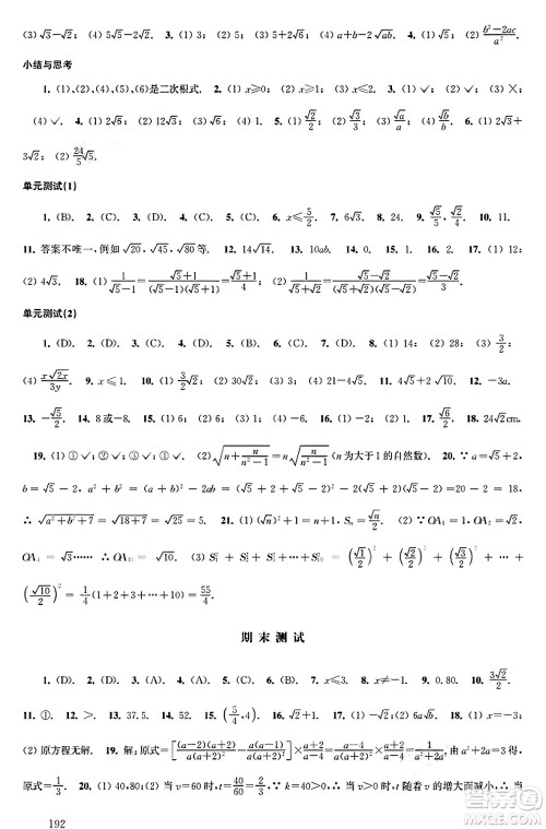 江苏凤凰科学技术出版社2025年春数学补充习题八年级数学下册苏科版答案
