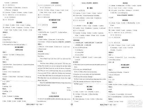 延边大学出版社2025年春优翼学练优七年级英语下册人教版江西专版答案