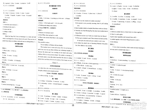 延边大学出版社2025年春优翼学练优七年级英语下册人教版江西专版答案