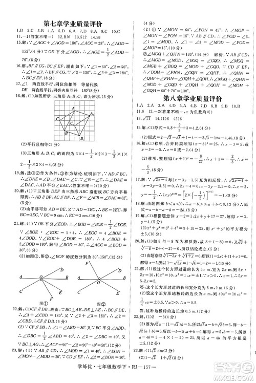 延边大学出版社2025年春优翼学练优七年级数学下册人教版答案