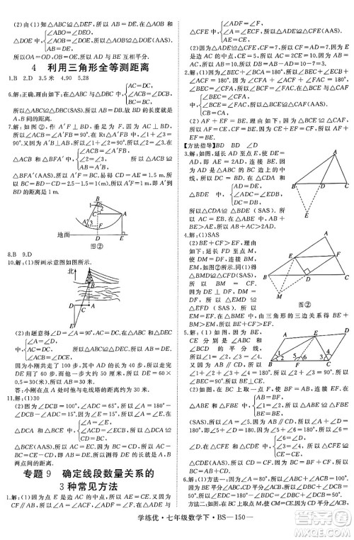延边大学出版社2025年春优翼学练优七年级数学下册北师大版答案