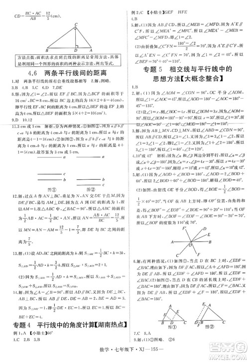 延边大学出版社2025年春优翼学练优七年级数学下册湘教版答案