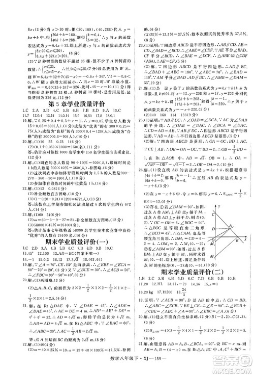 宁夏人民教育出版社2025年春优翼学练优八年级数学下册湘教版答案