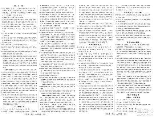 延边大学出版社2025年春优翼学练优八年级语文下册通用版答案