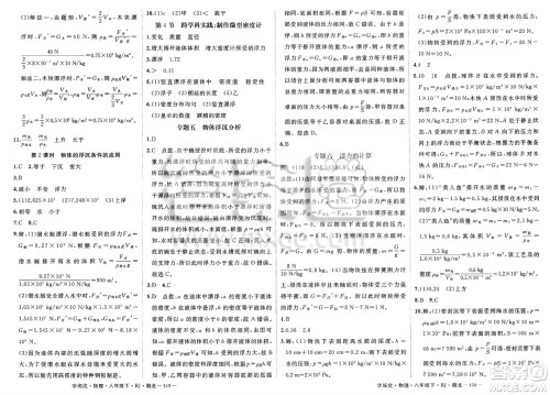 武汉出版社2025年春优翼学练优八年级物理下册人教版湖北专版答案