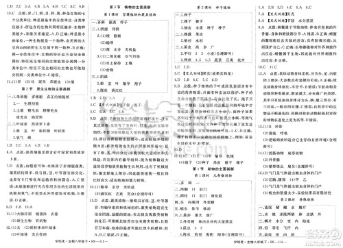 宁夏人民教育出版社2025年春优翼学练优八年级生物下册北师大版答案