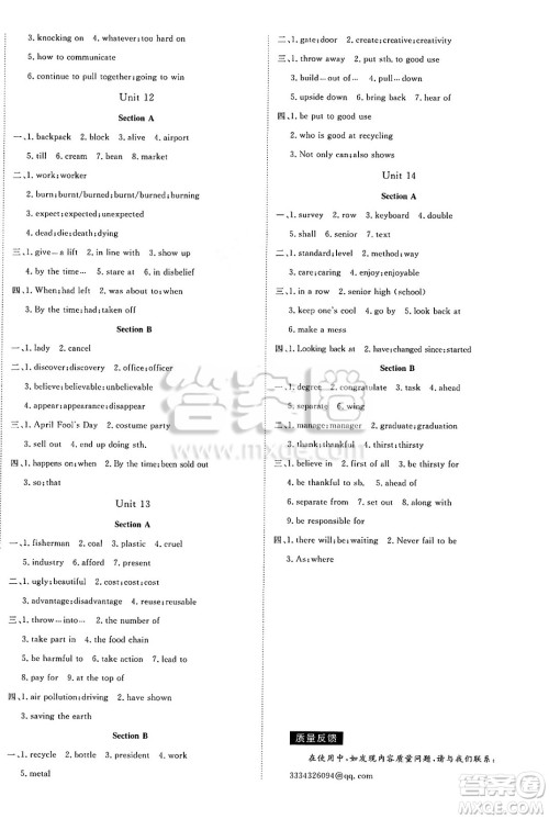 合肥工业大学出版社2025年春优翼学练优九年级英语下册人教版安徽专版答案