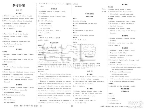 延边大学出版社2025年春优翼学练优九年级英语下册人教版湖北专版答案