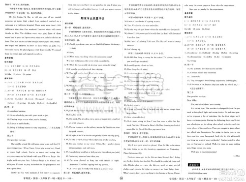 延边大学出版社2025年春优翼学练优九年级英语下册人教版湖北专版答案