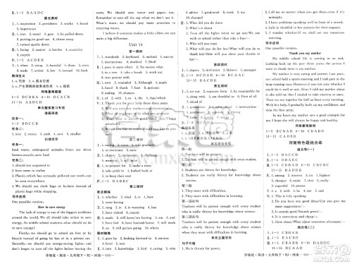 延边大学出版社2025年春优翼学练优九年级英语下册人教版河南专版答案