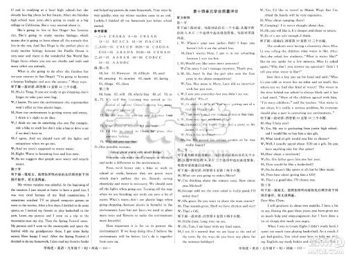 延边大学出版社2025年春优翼学练优九年级英语下册人教版河南专版答案