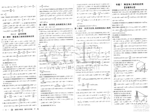 合肥工业大学出版社2025年春优翼学练优九年级数学下册人教版安徽专版答案