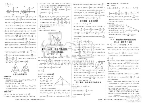 延边大学出版社2025年春优翼学练优九年级数学下册人教版湖北专版答案