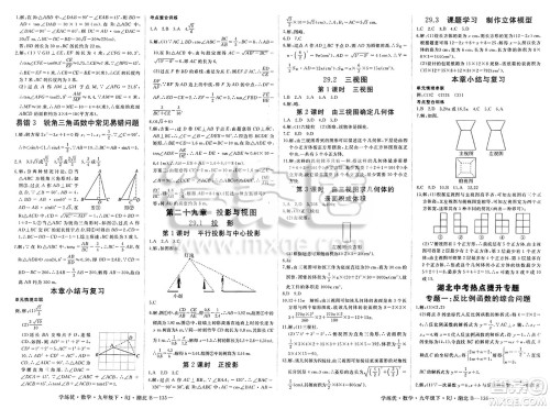 延边大学出版社2025年春优翼学练优九年级数学下册人教版湖北专版答案