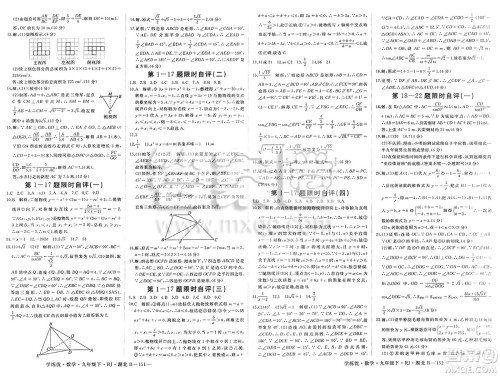 延边大学出版社2025年春优翼学练优九年级数学下册人教版湖北专版答案