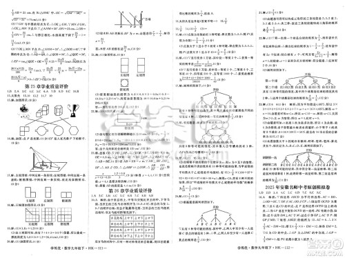 延边大学出版社2025年春优翼学练优九年级数学下册沪科版答案
