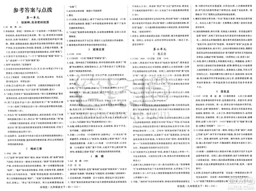 延边大学出版社2025年春优翼学练优九年级语文下册人教版答案