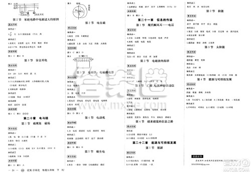 合肥工业大学出版社2025年春优翼学练优九年级物理下册人教版安徽专版答案