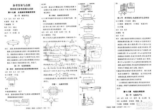 延边大学出版社2025年春优翼学练优九年级物理下册沪科版答案