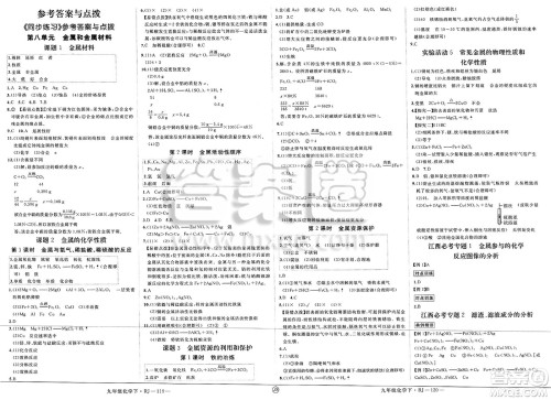 延边大学出版社2025年春优翼学练优九年级化学下册人教版江西专版答案
