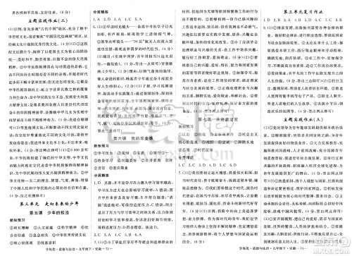 延边大学出版社2025年春优翼学练优九年级道德与法治下册人教版安徽专版答案