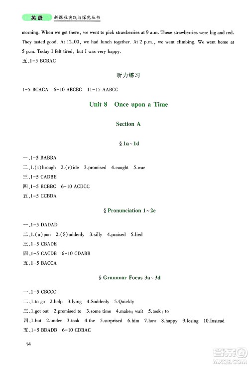 四川教育出版社2025年春新课程实践与探究丛书七年级英语下册人教版答案