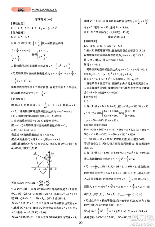四川教育出版社2025年春新课程实践与探究丛书九年级数学下册华师版答案