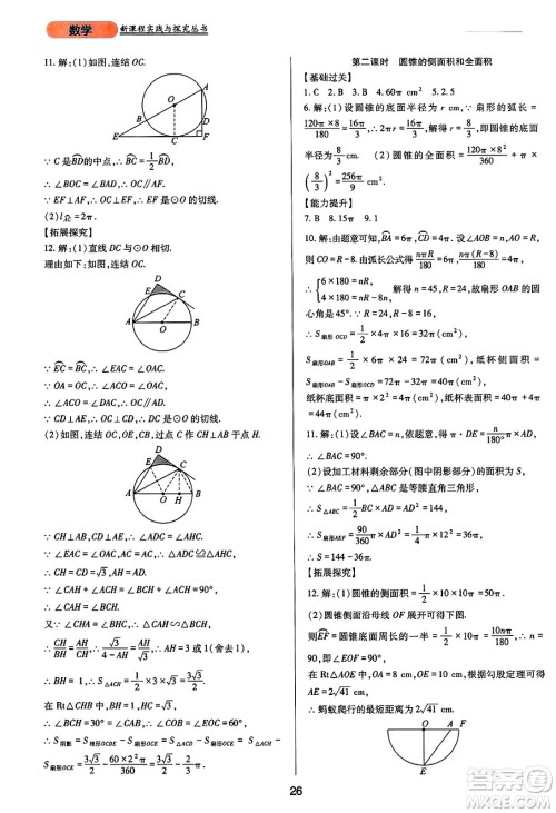 四川教育出版社2025年春新课程实践与探究丛书九年级数学下册华师版答案