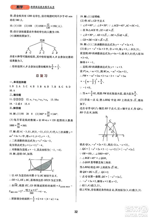 四川教育出版社2025年春新课程实践与探究丛书九年级数学下册华师版答案
