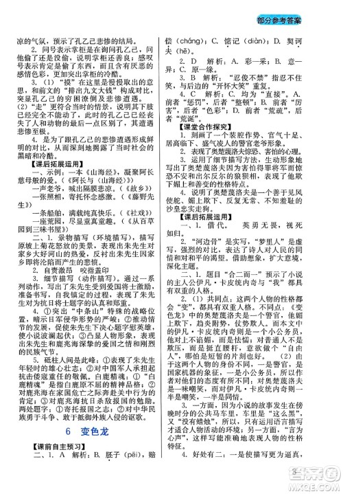 四川教育出版社2025年春新课程实践与探究丛书九年级语文下册人教版答案