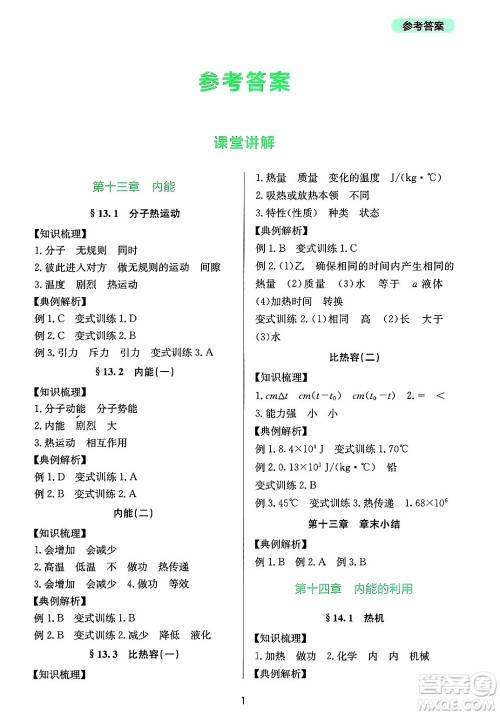 四川教育出版社2025年春新课程实践与探究丛书九年级物理下册人教版答案