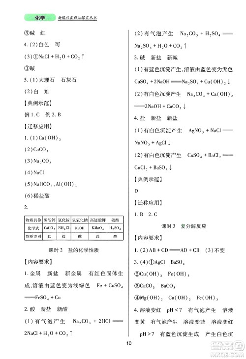 四川教育出版社2025年春新课程实践与探究丛书九年级化学下册人教版答案