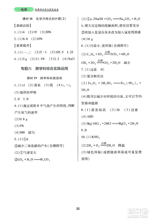 四川教育出版社2025年春新课程实践与探究丛书九年级化学下册人教版答案