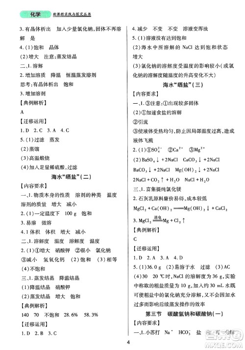 四川教育出版社2025年春新课程实践与探究丛书九年级化学下册鲁教版答案