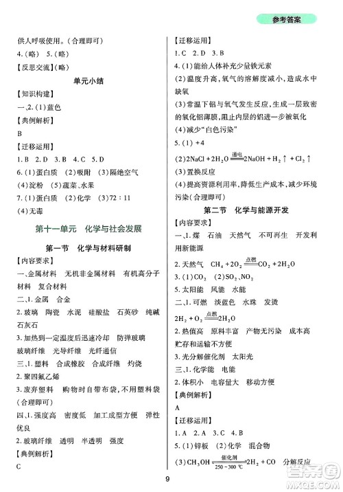 四川教育出版社2025年春新课程实践与探究丛书九年级化学下册鲁教版答案