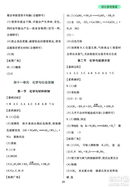 四川教育出版社2025年春新课程实践与探究丛书九年级化学下册鲁教版答案
