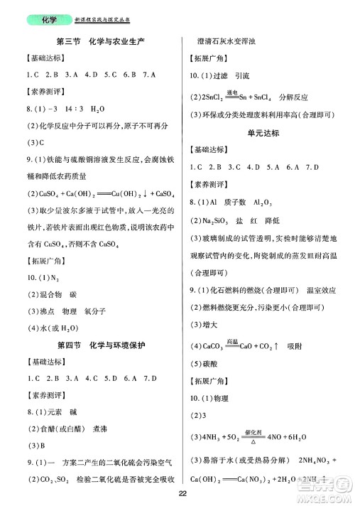 四川教育出版社2025年春新课程实践与探究丛书九年级化学下册鲁教版答案