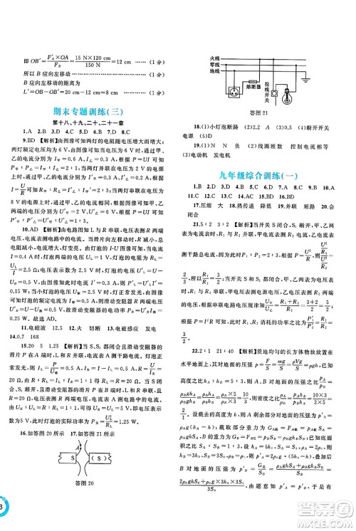 广西师范大学出版社2025年春新课程学习与测评单元双测九年级物理下册A版人教版答案
