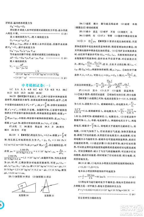 广西师范大学出版社2025年春新课程学习与测评单元双测九年级物理下册A版人教版答案