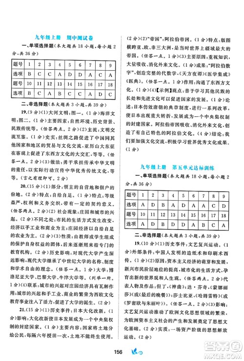 广西师范大学出版社2025年春新课程学习与测评单元双测九年级历史下册A版人教版答案 广西师范大学出版社2025年春新课程学习与测评单元双测九年级历史下册A版人教版答案