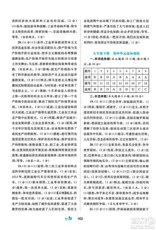 广西师范大学出版社2025年春新课程学习与测评单元双测九年级历史下册A版人教版答案 广西师范大学出版社2025年春新课程学习与测评单元双测九年级历史下册A版人教版答案