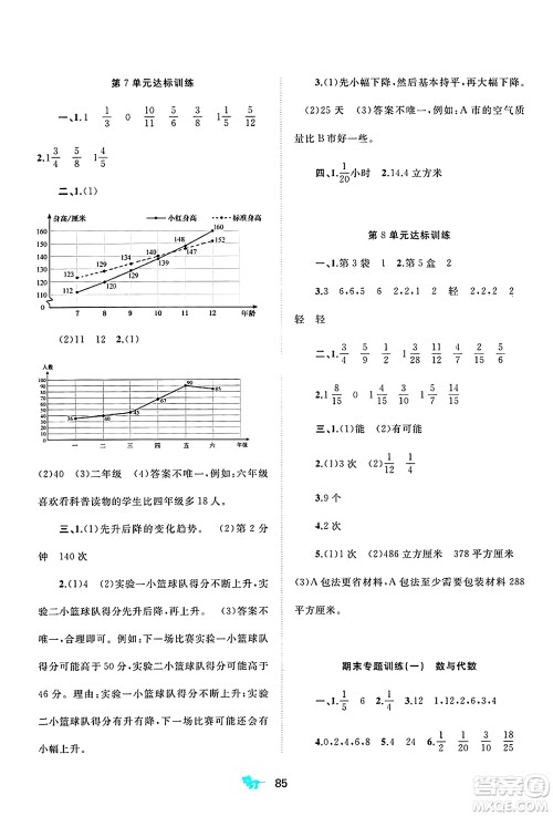 广西师范大学出版社2025年春新课程学习与测评单元双测五年级数学下册A版人教版答案